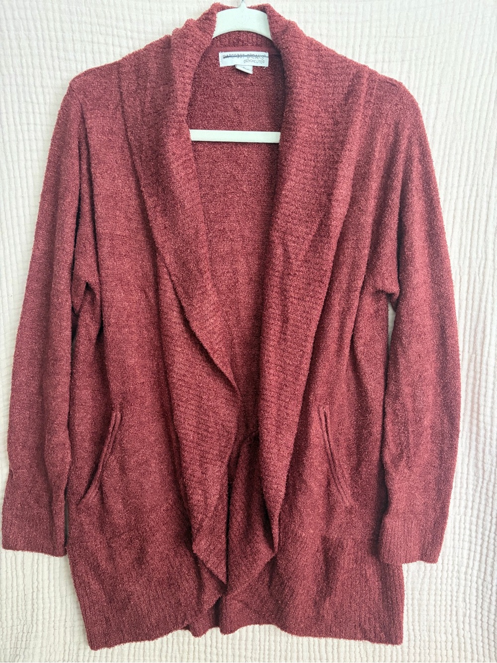 Barefoot Dreams CozyChic Lite Island Wrap Cardigan Burgundy Size L Style 903